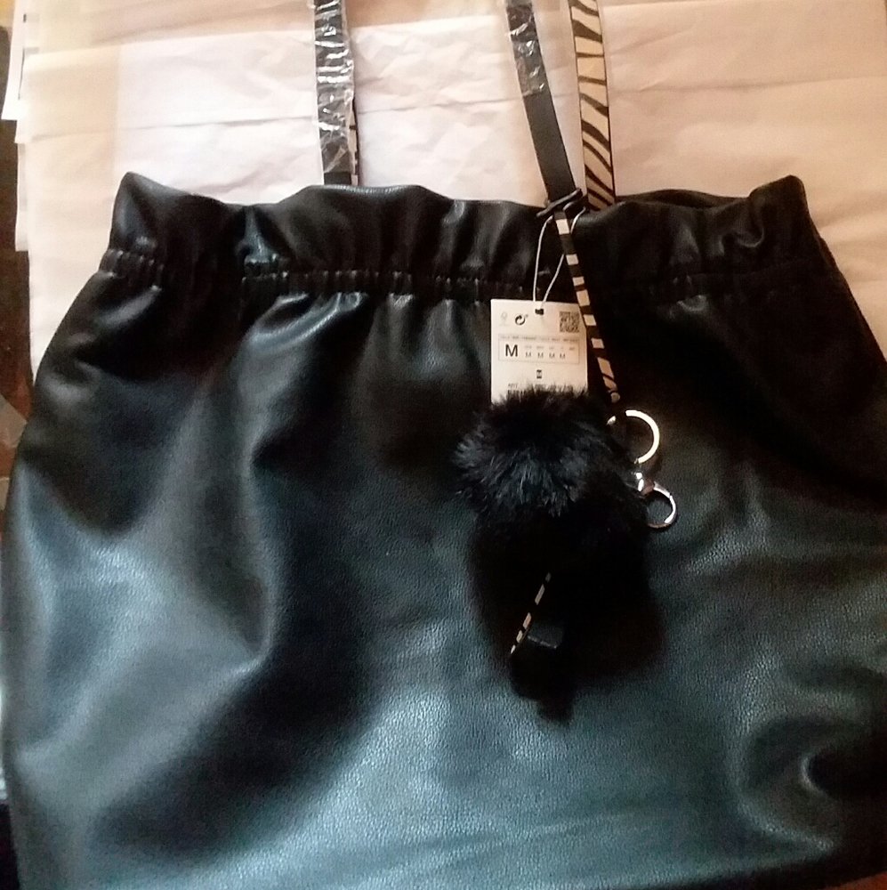 zara faux leather tote